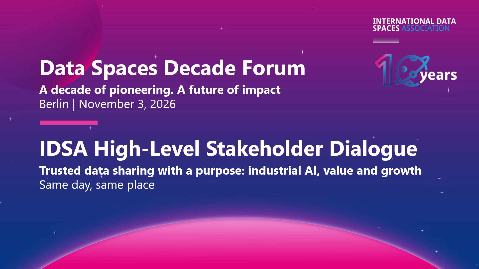 High-Level Stakeholder Dialogue and Data Space Decade Forum visual